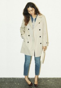 10ユニクロのスプリングコート×デニムシャツ×ジーンズ