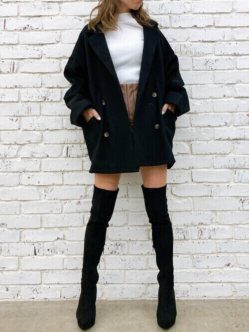 ニーハイブーツ 黒色 のコーデ 人気の黒色のニーハイブーツを紹介 レディースコーデコレクション