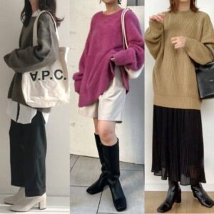 オーバーサイズニットコーデ！大人女子の野暮ったくならない着こなし術を紹介！